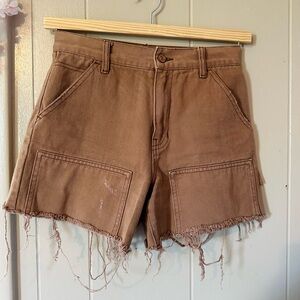 PacSun Light Brown Frayed Hem Cargo Shorts